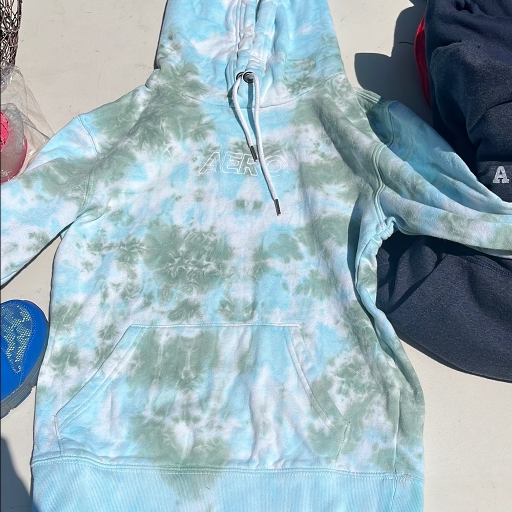 Aeropostale Blue and Green Hoodie